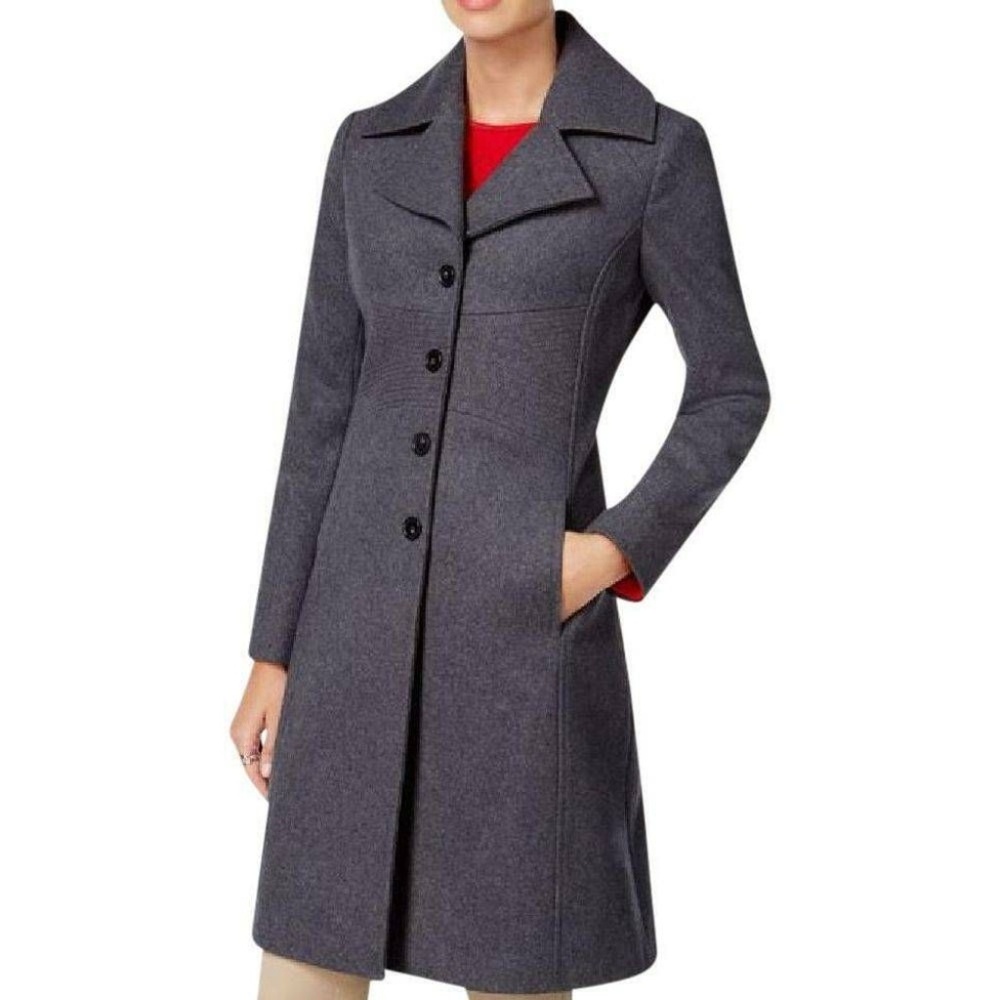 Tommy Hilfiger Coat Gray Walker Wool Size Small